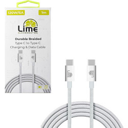 Lime LBCC02 Braided USB-C to USB-C 120W 1m White 5205308386664