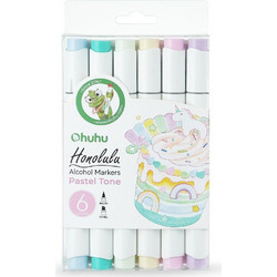 Ohuhu Honolulu Chisel Pastel Tone Μαρκαδόροι Ζωγραφικής Σετ 6 Χρώματα
