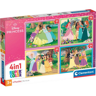 Παιδικό Puzzle Clementoni Super Color Disney Princess 4 in 1 12 + 16 + 20 + 24 Κομμάτια