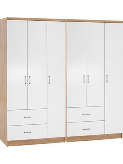 HomeMarkt Εξάφυλλη Ντουλάπα Ρούχων Caesar Λευκή 180x42.5x181cm HM21236.02