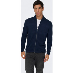 Only & Sons Ανδρική Ζακέτα Φούτερ με Φερμουάρ Navy Μπλε 22033304