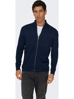 Only & Sons Ανδρική Ζακέτα Φούτερ με Φερμουάρ Navy Μπλε 22033304