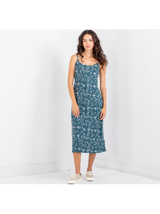 RVCA Maiden Midi Καλοκαιρινό Καθημερινό Φόρεμα Floral Πετρόλ AVJWD00241-BRK0