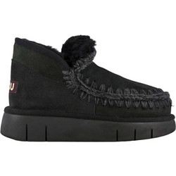 Mou Eskimo Bounce Γυναικεία Μποτάκια Πλατφόρμα Suede Μαύρα με Γούνα FW531009A-BKBK