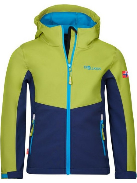 Trollkids Παιδικό Μπουφάν Χειμωνιάτικο Softshell Αδιάβροχο Αντιανεμικό Lime Navy Μπλε 320-345