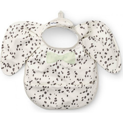 Elodie Details Dalmatian Dots Αδιάβροχη Σαλιάρα Ποδιά Υφασμάτινη με Αυτοκόλλητο Τσέπη & Μανίκια 3m+ Λευκή