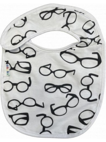 Akuku Glasses Αδιάβροχη Σαλιάρα από 100% Βαμβάκι με Αυτοκόλλητο Γκρι