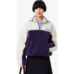 Lacoste Γυναικείο Φούτερ Fleece με Τσέπες Μωβ Εκρού SF5266
