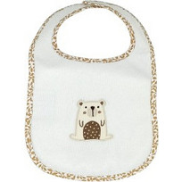 Baby Star Natura Αδιάβροχη Σαλιάρα από 100% Βαμβάκι με Αυτοκόλλητο Λευκή Εκρού 4517