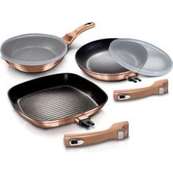 Berlinger Haus Rose Gold Σετ Τηγάνια Αλουμινίου με Αντικολλητική Επίστρωση Μαρμάρου 3τμχ BH-7038