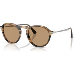 Persol PO3383S 123653 Ανδρικά Γυαλιά Ηλίου Στρογγυλά Ασημί Καφέ με Καφέ Φακό