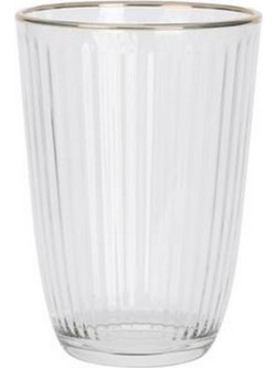 Σετ Ποτήρια Νερού Γυάλινα Homeguru Διαφανή Χρυσά 395ml 6τμχ Z26599-KZ343
