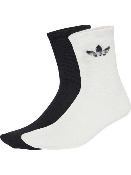 Adidas Originals Fleece Ανδρικές Κάλτσες Ψηλές Λευκές Μαύρες 2Pack JX5217