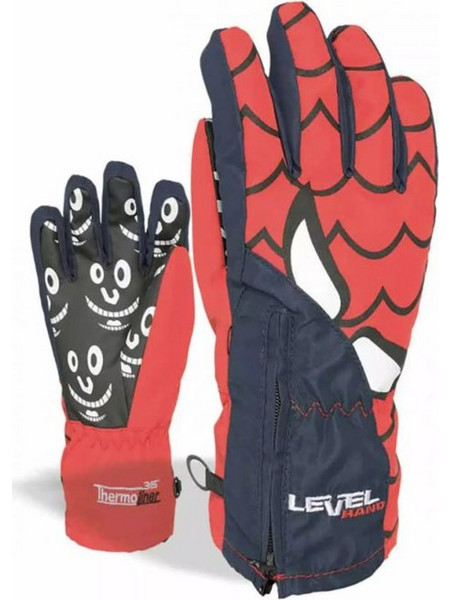 Level Lucky Αδιάβροχα Παιδικά Γάντια Σκι & Snowboard Κόκκινα Μαύρα