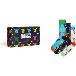Happy Socks Dogs Gift Ανδρικές Κάλτσες Ψηλές με Σχέδια Μαύρες Γαλάζιες 3Pack XDOG08-0150