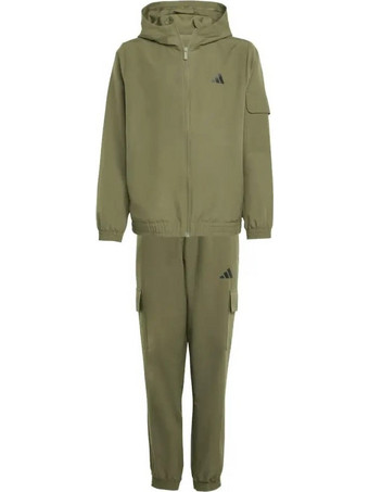 Adidas Παιδικό Σετ Φόρμας Χακί JX0203