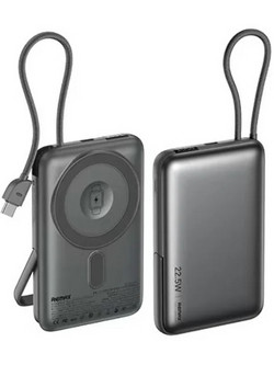 Remax MC-01 Wireless Magsafe Power Bank 10000mAh 22.5W με Θύρα USB-A & Θύρα USB-C Black
