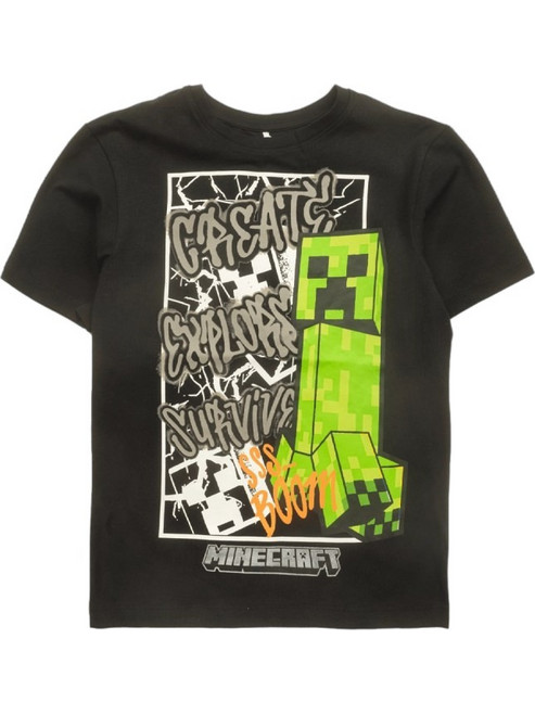 Name It Minecraft Παιδικό T-Shirt Κοντομάνικο Μαύρο Lime 13254203