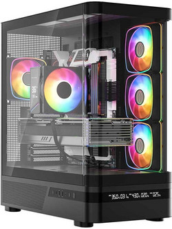 Modecom Volcano AQ200 Black Gaming Midi Tower Κουτί Υπολογιστή RGB με Πλαϊνό Παράθυρο