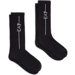 EA7 Ανδρικές Κάλτσες Ψηλές με Σχέδια Μαύρες 2Pack 246002CC999-17020