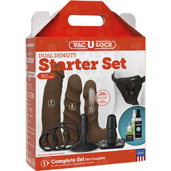 Doc Johnson Vac-U-Lock Starter Set Harness Strap On με Δόνηση Καφέ