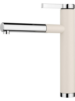 Blanco Linee-S 526957 Μπαταρία Κουζίνας Πάγκου Διπλής Παροχής Ανάμεικτη με Ντουζ Λευκή