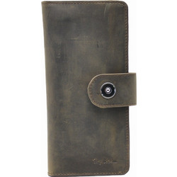 Leather 100 Μεγάλο Δερμάτινο Γυναικείο Πορτοφόλι Καρτών με Clip Γκρι 05-WALLET-T-715-05