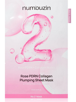 Numbuzin No.2 Rose PDRN Collagen Plumping Sheet Μάσκα Προσώπου για Ενυδάτωση & Λάμψη με Υαλουρονικό & Κολλαγόνο 5τμχ