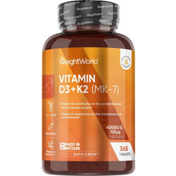 WeightWorld Vitamin D3 & K2 125mg 365 Κάψουλες