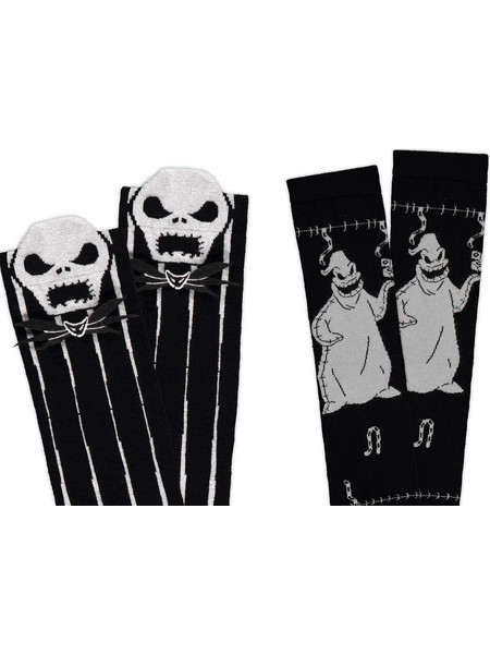 Difuzed Nightmare Before Christmas - Glow in the Dark Ανδρικές Κάλτσες Ψηλές με Σχέδια Μαύρες 2Pack