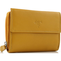 Kion Μικρό Δερμάτινο Γυναικείο Πορτοφόλι με Clip & Φερμουάρ Κίτρινο 345