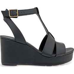 Clarks Καλοκαιρινές Γυναικείες Πλατφόρμες Ψηλές Δερμάτινες Μαύρες 261861-02