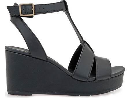 Clarks Καλοκαιρινές Γυναικείες Πλατφόρμες Ψηλές Δερμάτινες Μαύρες 261861-02