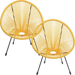Kare Design Acapulco Πολυθρόνα Κήπου Μεταλλική Κίτρινη 2τμχ