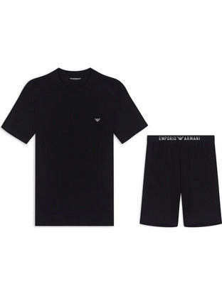 Emporio Armani Καλοκαιρινές Ανδρικές Πιτζάμες Βαμβακερές Μαύρες EM000648AF18894UC001
