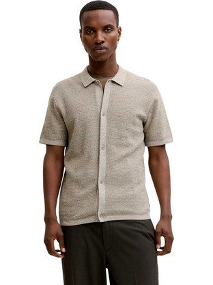 Jack & Jones Ανδρικό Πουκάμισο Βαμβακερό Κοντομάνικο Κανονική Γραμμή Εκρού 12288253