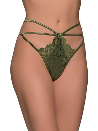 Milena By Paris Γυναικείο Sexy String με Δαντέλα Χακί 6952