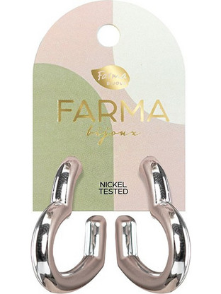 Farma Bijoux Γυναικεία Σκουλαρίκια Κρίκοι από Ορείχαλκο Ασημί BEWOW07