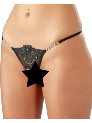 Cottelli Γυναικείο Sexy String Αυτοκινήτου με Δαντέλα Μαύρο 4024144003181