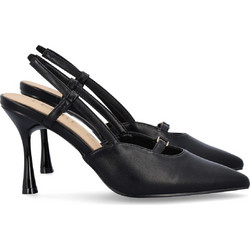 Ferre Γόβες Slingback Δερμάτινες με Λεπτό Ψηλό Τακούνι Μαύρες F961