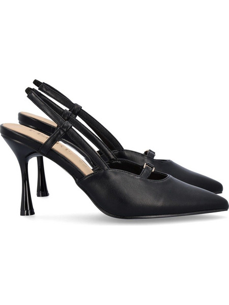 Ferre Γόβες Slingback Δερμάτινες με Λεπτό Ψηλό Τακούνι Μαύρες F961