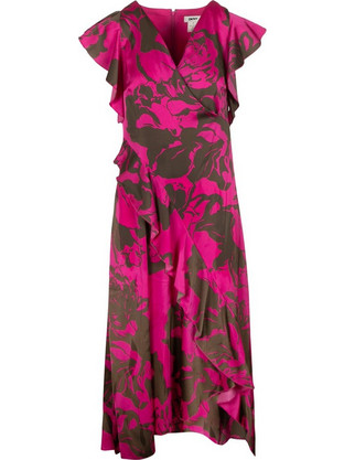 DKNY Midi Καλοκαιρινό Φόρεμα για Γάμο / Βάπτιση Κρουαζέ Φούξια DD5E1N32-QN9