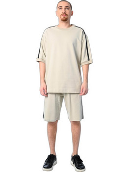 Paco & Co Αθλητικό Ανδρικό Σετ T-Shirt & Βερμούδα Χειμερινό Μπεζ 2531903