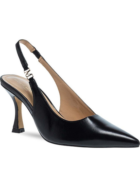 Maison Minrelle Γόβες Slingback Δερμάτινες με Λεπτό Ψηλό Τακούνι Μαύρες 10633009