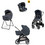 Inglesina Aptica Quattro 2026 Καρότσι Μωρού 3 σε 1 Sapphire Blue Litio Black KA61T0SRB