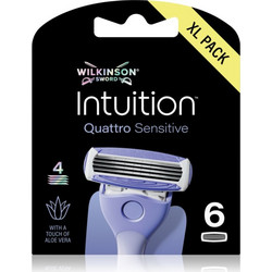 Wilkinson Sword Intuition Quattro Sensitive Γυναικεία Ανταλλακτικά Ξυραφάκια με 4 Λεπίδες & Λιπαντική Ταινία 6τμχ
