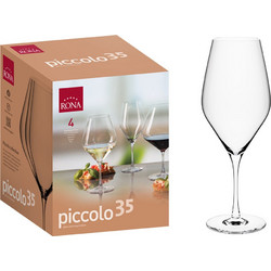 Rona Σετ Ποτήρια Κρασιού Γυάλινα Κολωνάτα Piccolo 350ml 4τμχ S89002