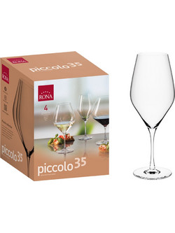 Rona Σετ Ποτήρια Κρασιού Γυάλινα Κολωνάτα Piccolo 350ml 4τμχ S89002