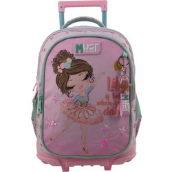 Must Ballerina Σχολική Τσάντα Τρόλεϊ Δημοτικού Ροζ 587686