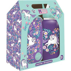 Must Unicorn Πλαστικό Παιδικό Σετ Δοχείο Φαγητού Μωβ 800ml